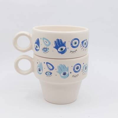 NAZAR BONCUĞU 1 & NAZAR BONCUĞU 2-İKİLİ ESPRESSO BARDAĞI - TRANSPARAN - 1