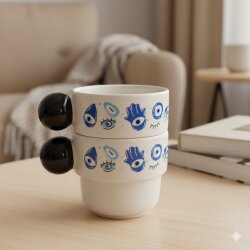 NAZAR BONCUĞU SARMAL 1-İKİLİ PUNTO ESPRESSO - SİYAH SAP - 