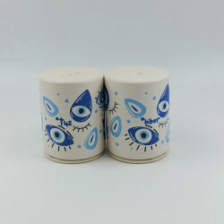 NAZAR BONCUĞU SARMAL 1-SİLİNDİR SERAMİK TUZLUK - TRANSPARAN - 