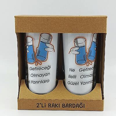 NE GETIRECEGI BELLI OLMAYAN GUZEL YARINLARA-İKİLİ RAKI BARDAĞI - ŞEFFAF - 1
