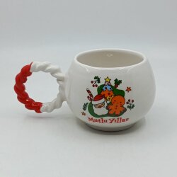 NEOL ÇAM AĞACI KURABİYE ADAM MUTLU YILLAR-BALONCUK KUPA - KIRMIZI SAP - 