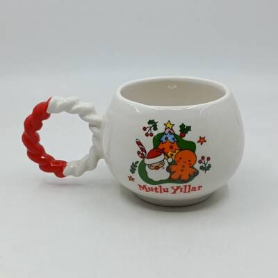 NEOL ÇAM AĞACI KURABİYE ADAM MUTLU YILLAR-BALONCUK KUPA - KIRMIZI SAP - 1