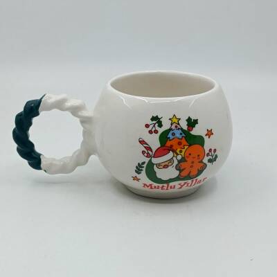 NEOL ÇAM AĞACI KURABİYE ADAM MUTLU YILLAR-BALONCUK KUPA - YEŞİL SAP - 1