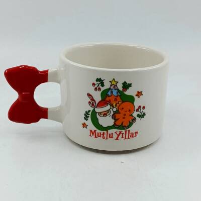 NEOL ÇAM AĞACI KURABİYE ADAM MUTLU YILLAR-KURDELE KUPA - KIRMIZI SAP - 1