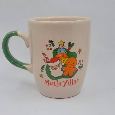 NEOL ÇAM AĞACI KURABİYE ADAM MUTLU YILLAR-OVAL KUPA - YEŞİL SAP - 1