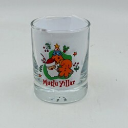 NEOL ÇAM AĞACI KURABİYE ADAM MUTLU YILLAR-SHOT BARDAĞI - ŞEFFAF - 