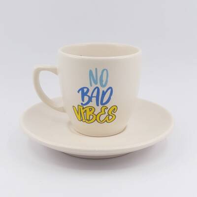 NO BAD VİBES-KLASİK TÜRK KAHVESİ FİNCANI - TRANSPARAN - 1