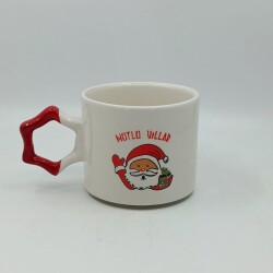 NOEL BABA HEDİYE MERRY CHRİSTMAS-YILDIZ KUPA - KIRMIZI SAP - 