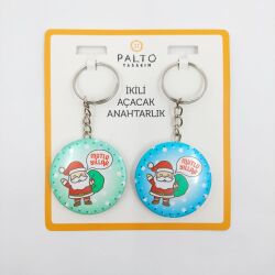 NOEL BABA MUTLU YILLAR-İKİLİ AÇACAK ANAHTARLIK - TEKLİ - 