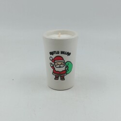 NOEL BABA MUTLU YILLAR-SERAMİK PANDORA MUM - TEKLİ - 