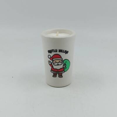 NOEL BABA MUTLU YILLAR-SERAMİK PANDORA MUM - TEKLİ - 1