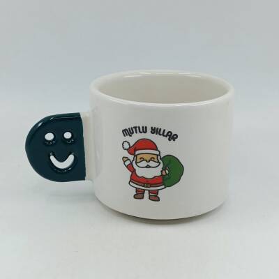 NOEL BABA MUTLU YILLAR-SMİLE KUPA - YEŞİL SAP - 1