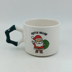 NOEL BABA MUTLU YILLAR-YILDIZ KUPA - YEŞİL SAP - 