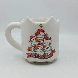 NOEL KIRMIZI KEDİ MUTLU YILLAR-KEDİ KUPA - TRANSPARAN SAP - 