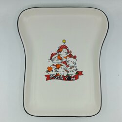 NOEL KIRMIZI KEDİ MUTLU YILLAR-NOVA TOST TABAĞI - TRANSPARAN GÖVDE - 