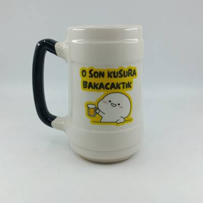 O SON KUSURA BAKACAKTIK QUBY-SERAMİK BİRA BARDAĞI - SİYAH SAP - 1