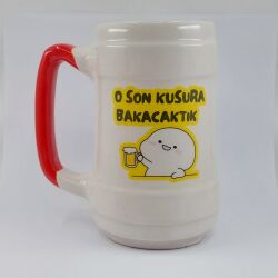 O SON KUSURA BAKACAKTIK QUBY-SERAMİK BİRA BARDAĞI - YEŞİL SAP - 