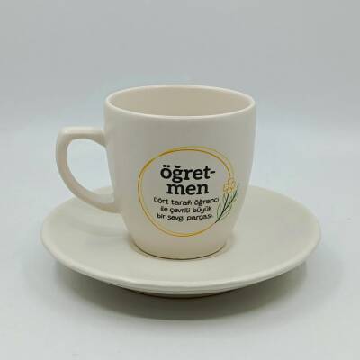 ÖĞRETMEN DÖRT TARAFI ÖĞRENCİ-KLASİK TÜRK KAHVESİ FİNCANI - TRANSPARAN - 1