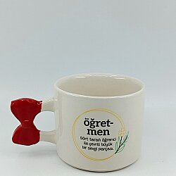ÖĞRETMEN DÖRT TARAFI ÖĞRENCİ-KURDELE KUPA - KIRMIZI SAP - 