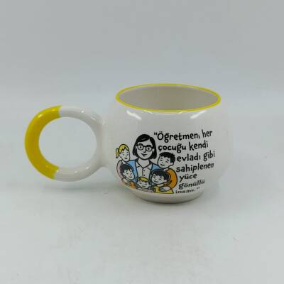 ÖĞRETMEN YÜCE GÖNÜLLÜ İNSAN-BALONCUK KUPA - SARI SAP SARI TURNET - 1