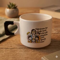 ÖĞRETMEN YÜCE GÖNÜLLÜ İNSAN-KALP KUPA - SİYAH SAP - 