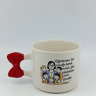 ÖĞRETMEN YÜCE GÖNÜLLÜ İNSAN-KURDELE KUPA - KIRMIZI SAP - 1