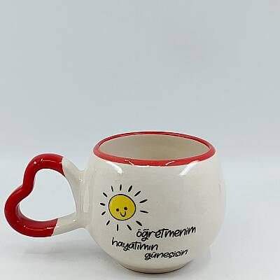 ÖĞRETMENİM HAYATIMIN GÜNEŞİSİN-AMOUR KUPA - KIRMIZI SAP KIRMIZI TURNET - 1