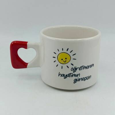 ÖĞRETMENİM HAYATIMIN GÜNEŞİSİN-KALP KUPA - KIRMIZI SAP - 1