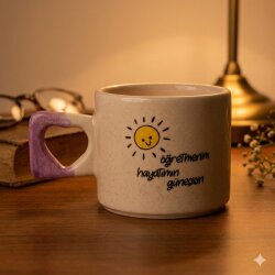 ÖĞRETMENİM HAYATIMIN GÜNEŞİSİN-KALP KUPA - MOR SAP - 