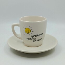 ÖĞRETMENİM HAYATIMIN GÜNEŞİSİN-KLASİK TÜRK KAHVESİ FİNCANI - TRANSPARAN GÖVDE - 