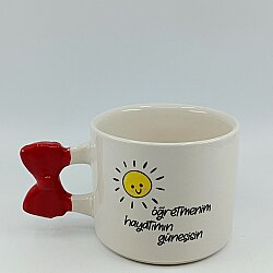 ÖĞRETMENİM HAYATIMIN GÜNEŞİSİN-KURDELE KUPA - KIRMIZI SAP - 