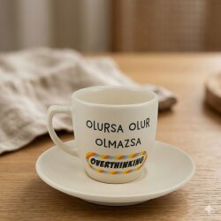 OLMAZSA OVERTHINKING-KLASİK TÜRK KAHVESİ FİNCANI - TRANSPARAN GÖVDE - 