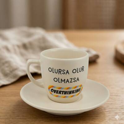 OLMAZSA OVERTHINKING-KLASİK TÜRK KAHVESİ FİNCANI - TRANSPARAN GÖVDE - 1