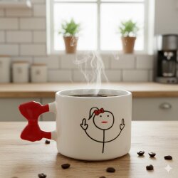 ORTA PARMAK KIZ ÇOCUK-KURDELE KUPA - KIRMIZI SAP - 