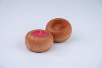 OVAL AÇIK KAHVERENGİ-AHŞAP MUMLUK - 1 - 2