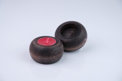 OVAL KAHVERENGİ-AHŞAP MUMLUK - 1 - 1