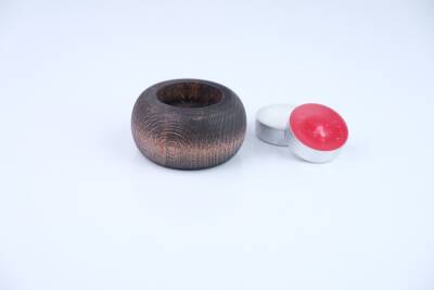 OVAL KAHVERENGİ-AHŞAP MUMLUK - 1 - 2