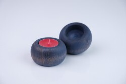 OVAL LACİVERT-AHŞAP MUMLUK - 1 - 1