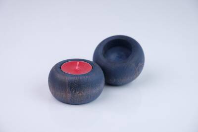 OVAL SİYAH-AHŞAP MUMLUK - 1 - 2