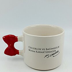 ÖZGÜRLÜK VE BAĞIMSIZLIK-KURDELE KUPA - KIRMIZI SAP - 