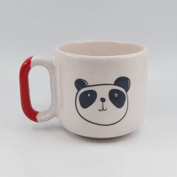 PANDA ÇİZİM - ARYA ÇAY FİNCANI - KIRMIZI SAP - 