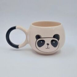 PANDA ÇİZİM - BALONCUK KUPA - SİYAH SAP - 