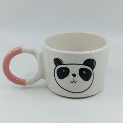 PANDA ÇİZİM-DÜĞÜM KUPA - PEMBE SAP - 