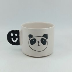 PANDA ÇİZİM-SMİLE KUPA - SİYAH SAP - 