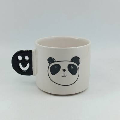 PANDA ÇİZİM-SMİLE KUPA - SİYAH SAP - 1