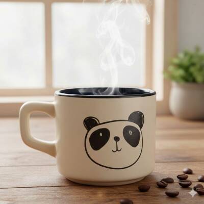 PANDA ÇİZİM - VENUS KUPA - SİYAH İÇ - 1