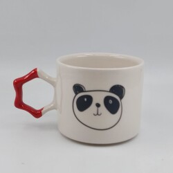 PANDA ÇİZİM-YILDIZ KUPA - KIRMIZI SAP - 