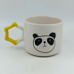 PANDA ÇİZİM-YILDIZ KUPA - SARI SAP - 