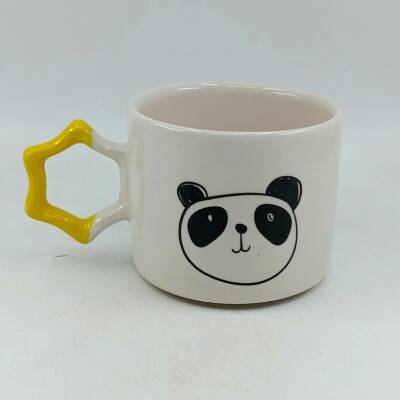PANDA ÇİZİM-YILDIZ KUPA - SARI SAP - 1