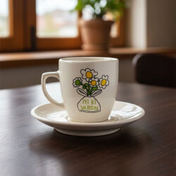 PAPATYA BUKET İYİ Kİ VARSIN-KLASİK TÜRK KAHVESİ FİNCANI - TRANSPARAN GÖVDE - 